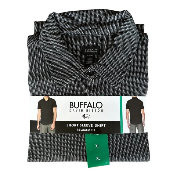 Buffalo David Bitton Men's short Sleeve Shirt Relaxed Fit Black size XL - Picture 1 of 6